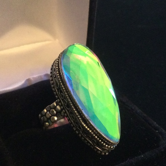 Color Change Aqua Aura Quartz Ring - Picture 4 of 11